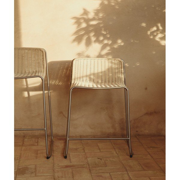 Bēšs metāla dārza bāra krēsls Tavari – Kave Home-image-3
