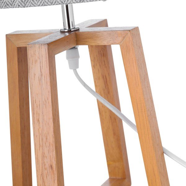 Pelēka/brūna masīvkoka galda lampa ar auduma abažūru (augstums 44 cm) – Casa Selección-image-3