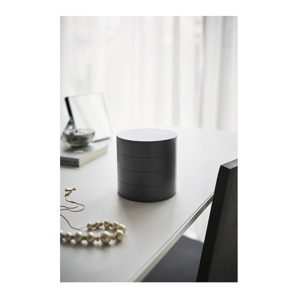 Melna divstāvu juvelierizstrādājumu kastīte YAMAZAKI Tower, ⌀ 10 cm-image-3