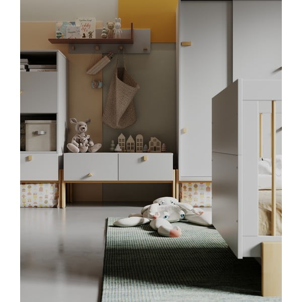 Gaiši pelēka zema bērnu kumode 100x25 cm Cube – Pinio-image-1