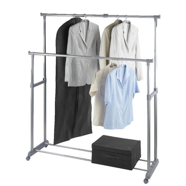 Pelēks metāla izvelkams un pārvietojams drēbju pakaramais statīvs Twin – Wenko-image-3