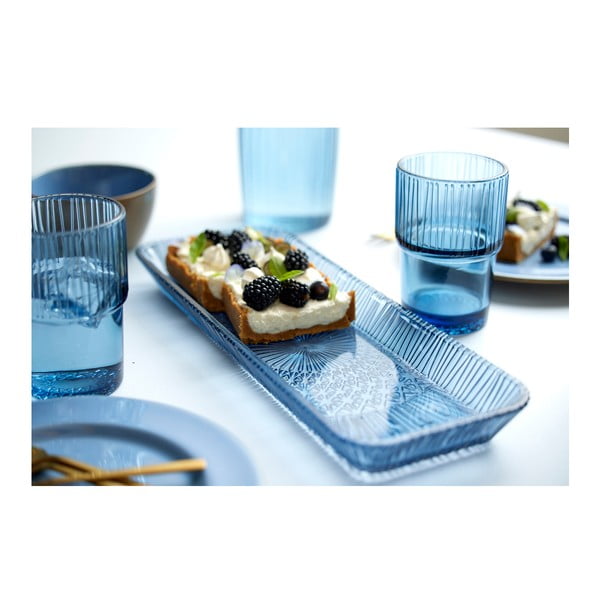 Zils stikla servēšanas šķīvis 14x38 cm Kusintha – Bitz-image-1