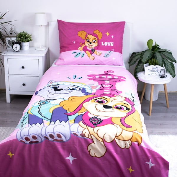 Vienguļamā mikrošķiedras bērnu gultas veļa 140x200 cm Paw Patrol  – Jerry Fabrics-image-1