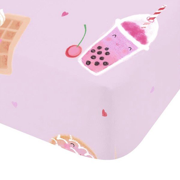 Rozā vienguļamais bērnu palags ar gumiju 90x190 cm Sweet Treats – Catherine Lansfield