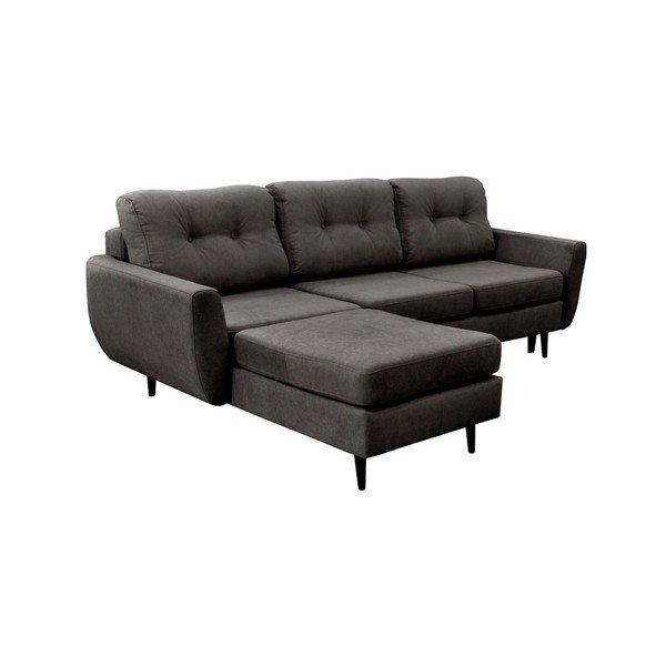 Tumši pelēks trīsvietīgs izlaižams stūra dīvāns ar melnām kājām Mazzini Sofas Hortensia, kreisais stūris-image-1