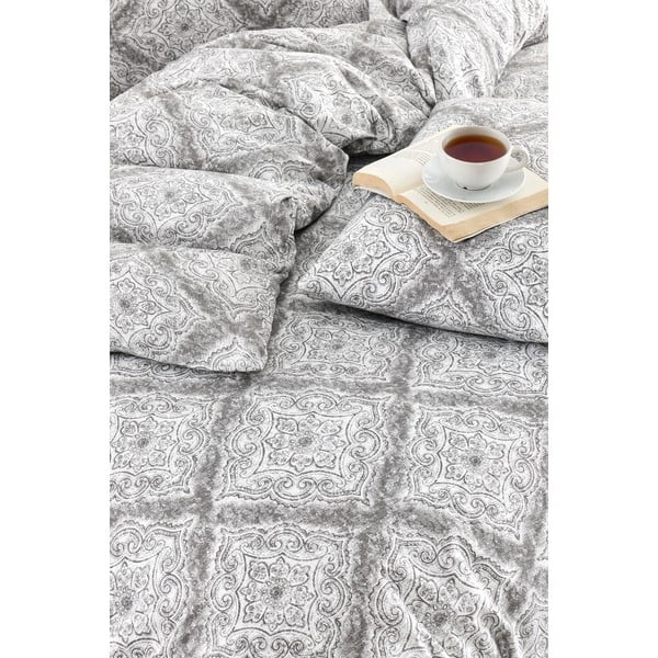 Pelēka divguļamā gultas veļa ar palagu 200x220 cm Geometric – Mila Home-image-2