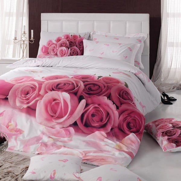 Rozā kokvilnas divvietīga gultas pārklājs Darling, 200 x 220 cm