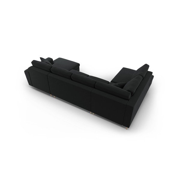 Melns samta salokāms stūra dīvāns ar uzglabāšanas vietu (ar kreiso stūri/U veida) Kyoto – Cosmopolitan Design-image-4