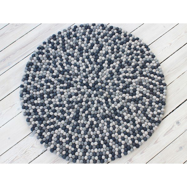 Tumši pelēks bumbiņu vilnas paklājs Wooldot Ball Rugs, ⌀ 140 cm-image-1