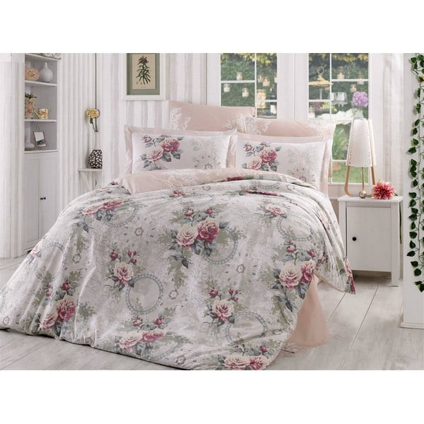 Divguļamās gultas pārklājs ar kokvilnas poplīna pārklāju Clementina Dusty Rose , 200 x 220 cm