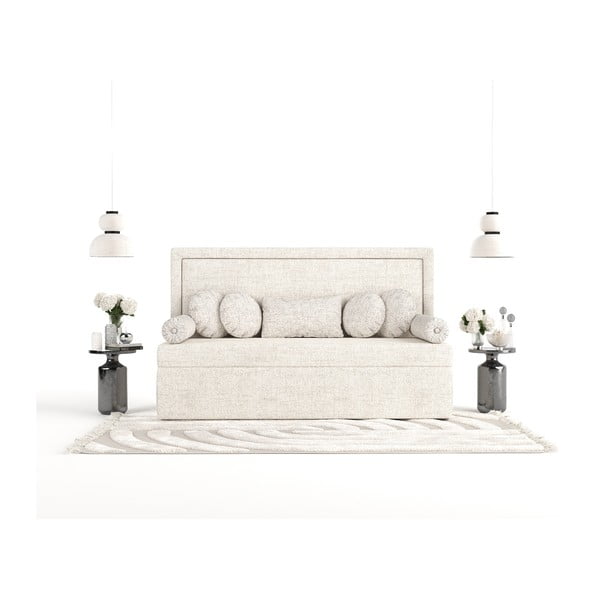 Krēmkrāsas polsterēta vienvietīga gulta 90x200 cm Scala – Maison de Rêve-image-4