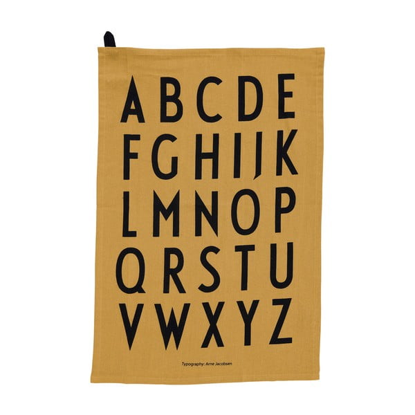Dzeltens kokvilnas dvielis Design Letters Alphabet, 40 x 60 cm