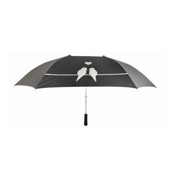 Melns lietussargs divām personām Esschert Design Love Birds, ⌀ 128 cm
