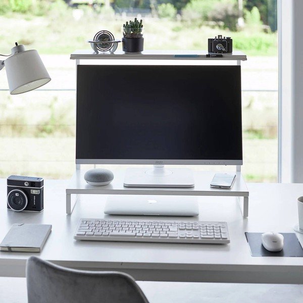 Balts metāla monitora statīvs Tower – YAMAZAKI-image-1