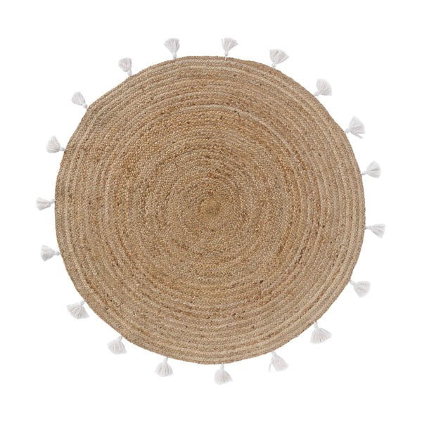 Balts/dabīga toņa apaļš paklājs ø 120 cm Shira – douceur d'intérieur