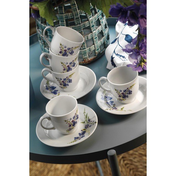 Baltas/zilas porcelāna tasītes (6 gab.) 0.9 l – Hermia-image-1