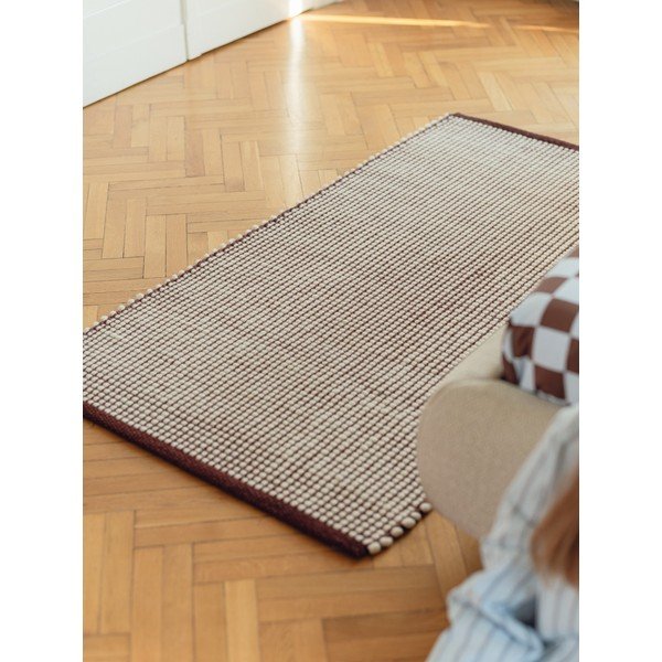 Bordo/dabīga toņa ar rokām darināts vilnas paklājs 140x200 cm Talo – noo.ma-image-1