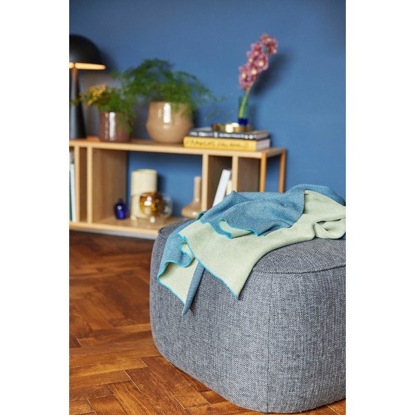 Zili zaļš kokvilnas pleds Hübsch Cozy, 130 x 200 cm-image-1