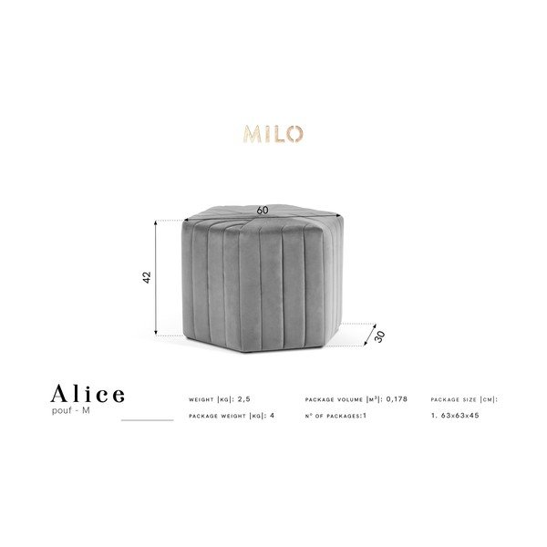 Tumši zaļš samta pufs Milo Casa Alice, ⌀ 60 cm-image-2