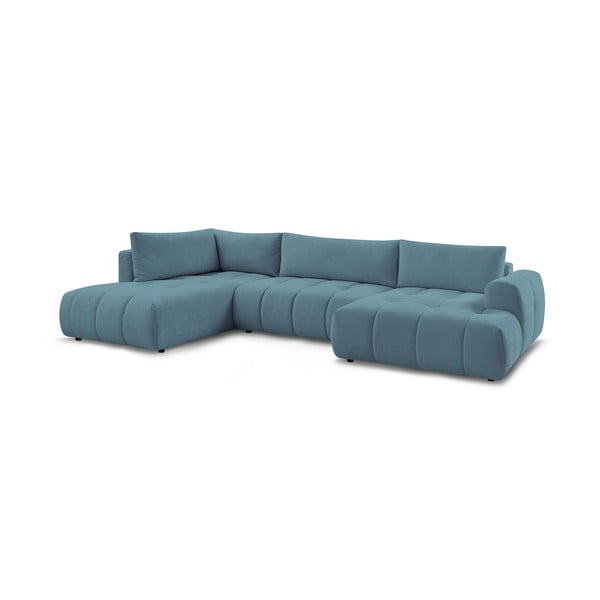 Zils salokāms/ar uzglabāšanas vietu stūra dīvāns (ar kreiso stūri/U veida) Fuji – Bobochic Paris-image-3