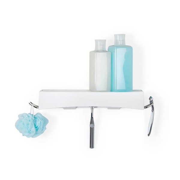 Balts pie sienas montējams pašturošs plaukts Compactor Clever Flip Shower Shelf-image-4
