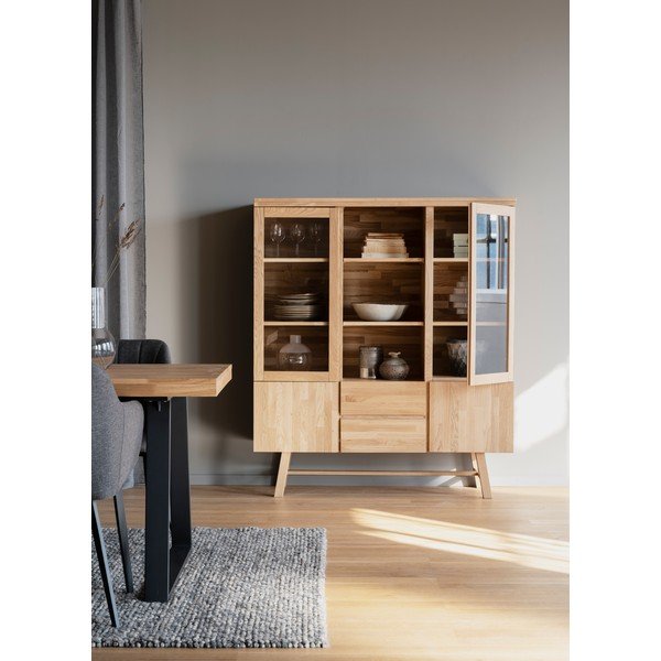 Dabīga toņa vitrīna no ozolkoka 130x150 cm Brooklyn – Rowico-image-4