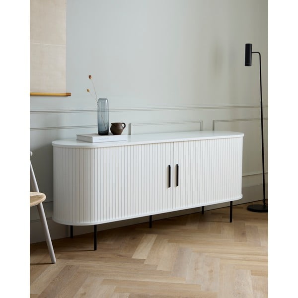 Balta kumode ar bīdāmām durvīm 180x76x45 cm Nola – Unique Furniture-image-1