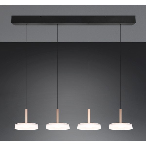 Melnbalta/zelta krāsas LED piekaramā lampa ar regulējamu spilgtumu un stikla abažūru Celeste – Trio-image-1