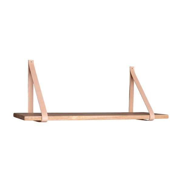 Dřevěná police s hnědými koženými úchytkami House Nordic Forno, 80 x 20 cm-image-1