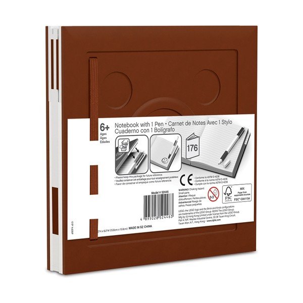 Brūns kvadrātveida blociņš ar gēla pildspalvu LEGO®, 15,9 x 15,9 cm-image-2