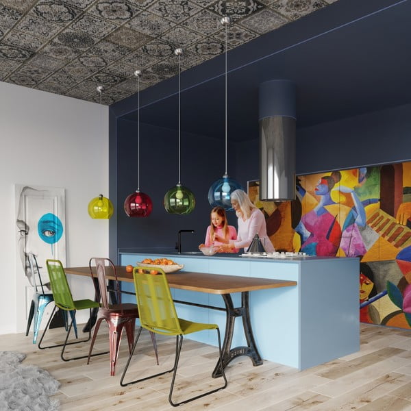 Balta piekaramā lampa ar stikla abažūru ø 30 cm Bilbao – Sollux-image-4