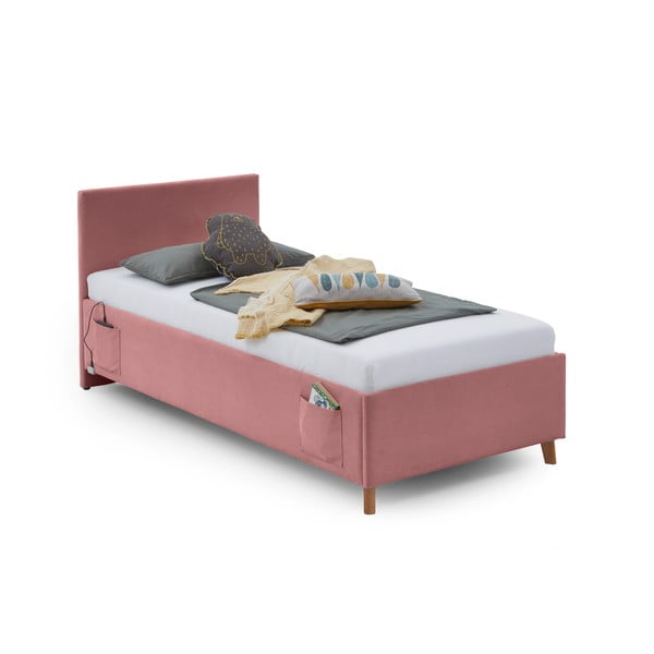 Rozā polsterēta bērnu gulta ar veļas kasti ar redelēm 140x200 cm Cool – Meise Möbel-image-2