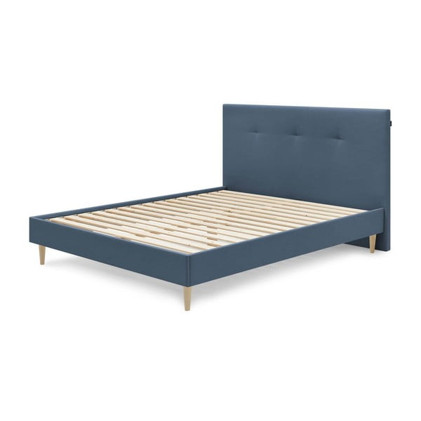 Tumši zila mīksta divguļamā gulta ar režģi 180x200 cm Tory – Bobochic Paris
