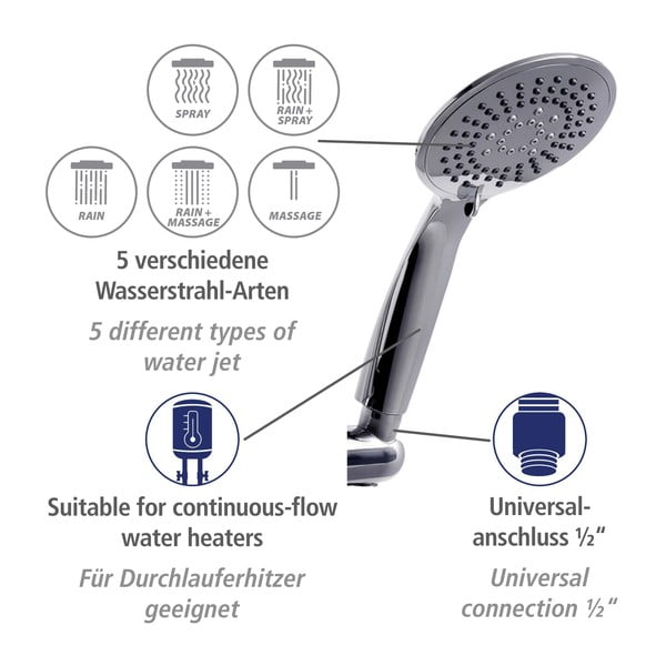 Nerūsējošā tērauda dušas komplekts spīdīgā sudraba krāsā 66 cm Young – Wenko-image-4