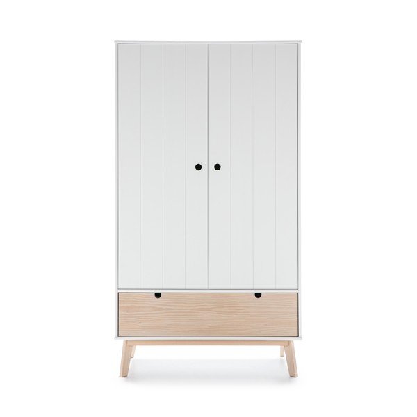 Balts bērnu skapis ar priedes koka kājām Marckeric Kiara-image-2