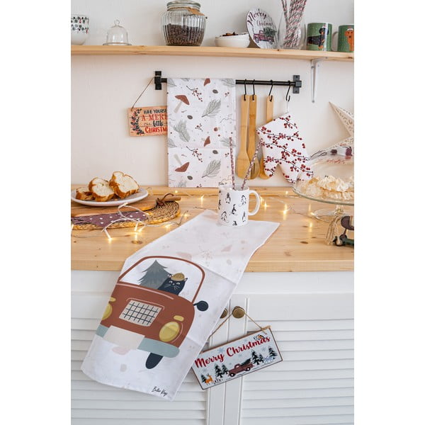 Kokvilnas trauku dvieļi ar Ziemassvētku motīvu (2 gab.) 50x70 cm Toadstools – Butter Kings-image-1