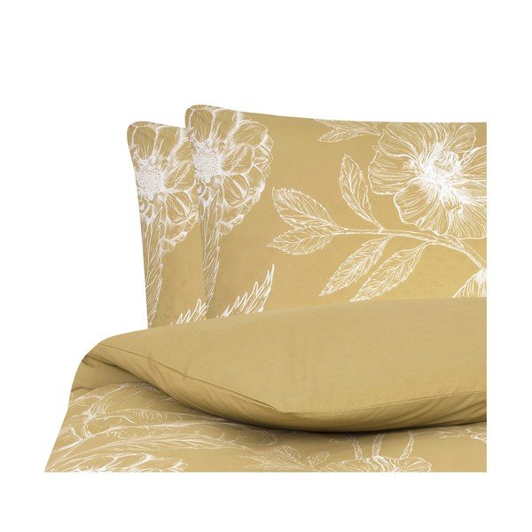 Dzeltena kokvilnas perkala gultas veļa 200x200 cm Keno – Westwing Collection-image-2