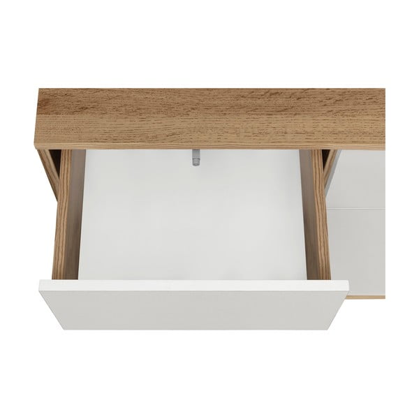 Balta/dabīga toņa vitrīna ar ozolkoka imitāciju 84x165 cm Skandi – Støraa-image-3