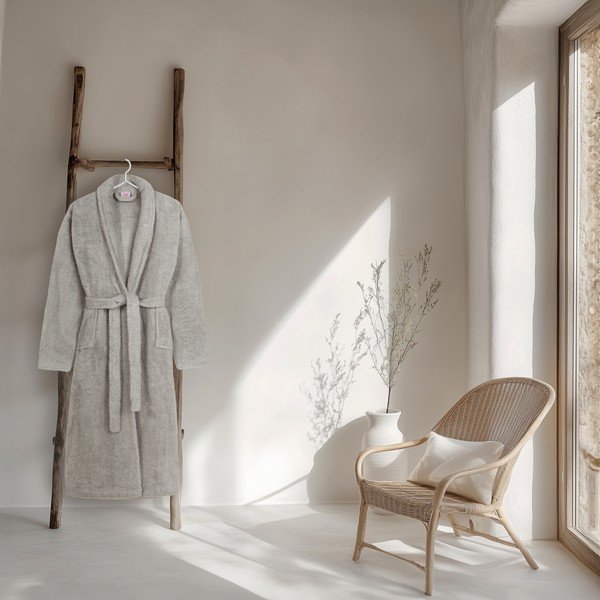 Pelēks kokvilnas halāts M/L Terry – HIP-image-1