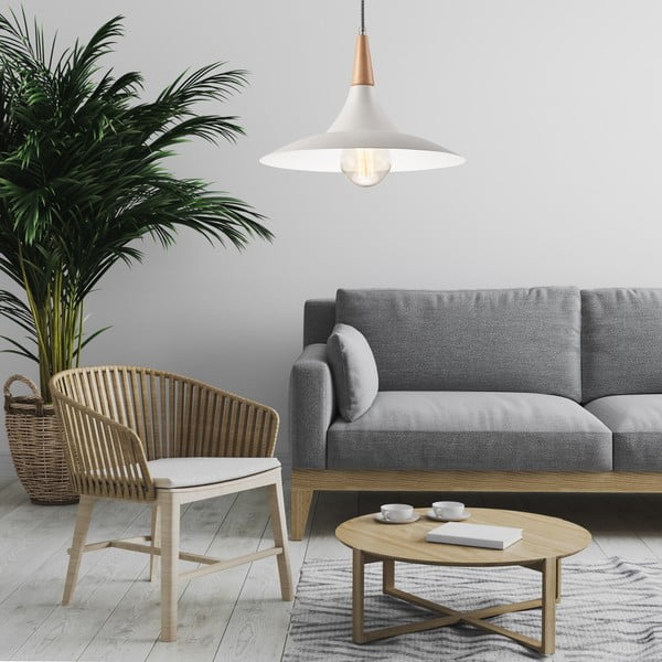 Balta piekaramā lampa ar metāla abažūru ø 30 cm Ufo – LAMKUR-image-1