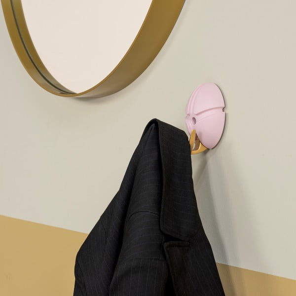 Gaiši rozā/zelta krāsas plastmasas sienas āķis Tick – Spinder Design-image-3