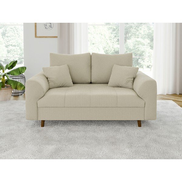 Bēšs velveta dīvāns 150 cm Ariella – Ropez-image-1