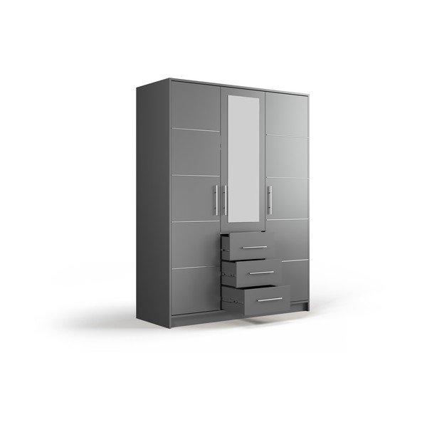 Pelēks drēbju skapis ar spoguli 147x200 cm Derry – Cosmopolitan Design-image-3
