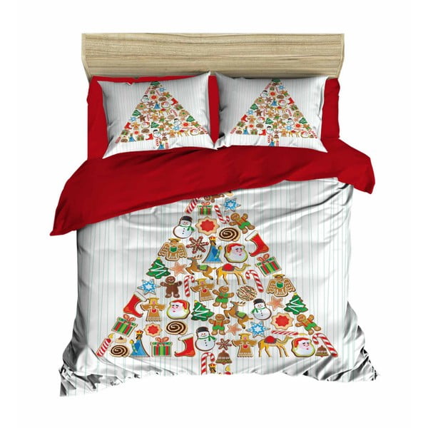 Gultas veļas un gultasveļas komplekts divguļamai gultai Ziemassvētku eglīte, 200 x 220 cm