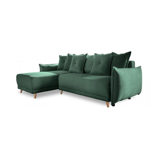 Zaļš velveta salokāms stūra dīvāns (ar maināmu stūri) Lazy Lukka – Miuform