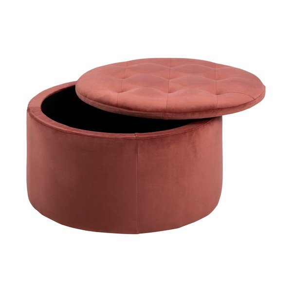 Koraļļu rozā samta pufs Actona Retina, ⌀ 60 cm-image-4