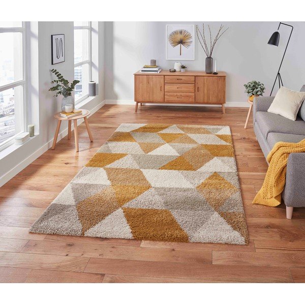 Dzeltens un bēšs paklājs Think Rugs Royal Nomadic Angles, 160 x 220 cm-image-1