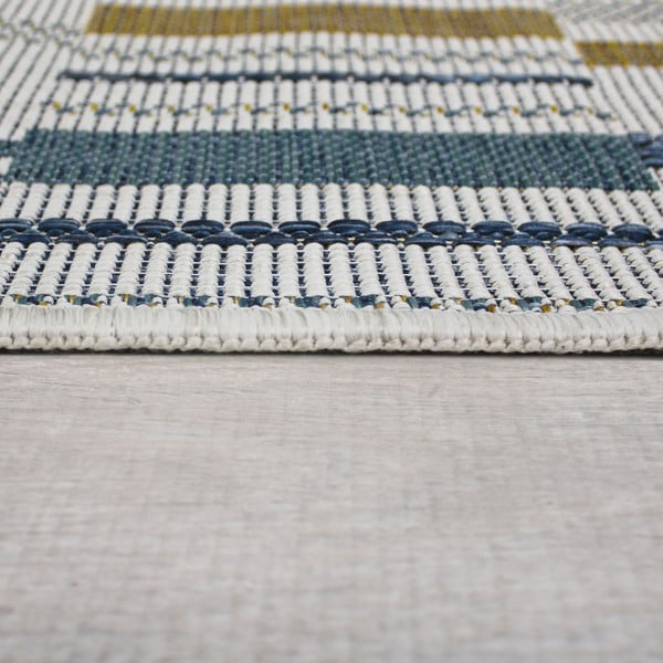 Dzeltens/zils iekštelpu un āra paklājs 80x230 cm Rosco Geo – Flair Rugs-image-4