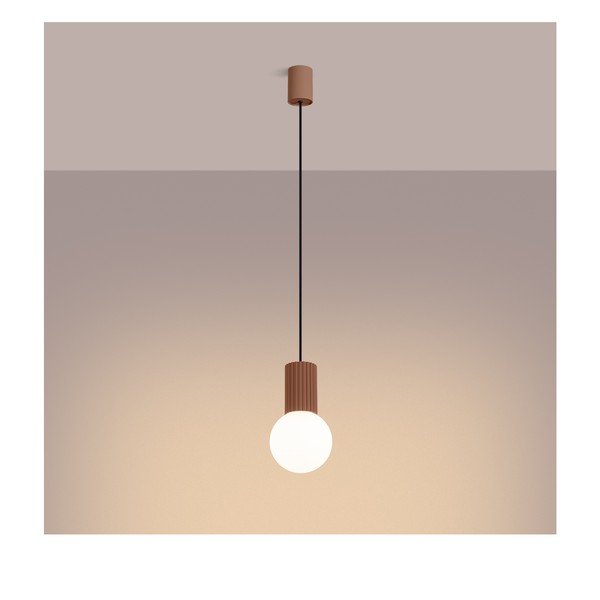 Gaiši brūna piekaramā lampa ar stikla abažūru ø 12 cm Orbital – Sollux-image-3