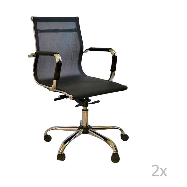 2 melnu Evergreen House Dally biroja krēslu komplekts ar ritošajiem krēsliem